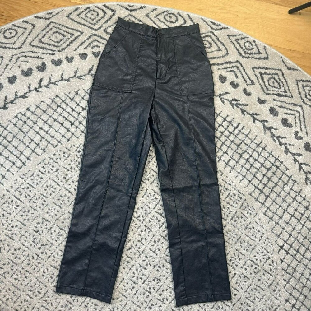 Princess Polly Size 2 Women's faux leather straight leg pants Casual‎